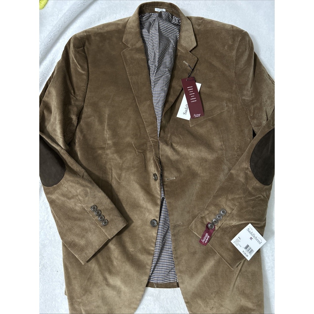 Saddlebred Heritage Corduroy Sport Coat Mens 46L Wheat Brown Blazer NWT